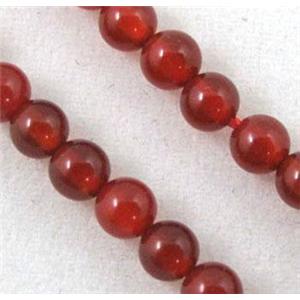 red agate bead, tiny, round, approx 2mm dia, 15.5 inches