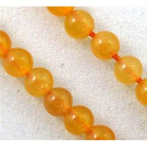 jade bead, tiny, round, orange, approx 3mm dia, 15.5 inches