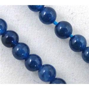 jade bead, tiny, round, deep blue, approx 2mm dia, 15.5 inches