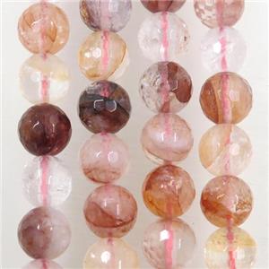 red Iron-Quartz beads Ferruginous faceted round, approx 6mm dia, 15.5 inches