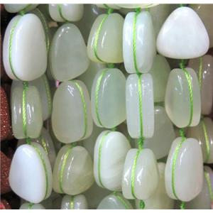 New Mountain Jade beads, triangle, chunky green, approx 12x17mm