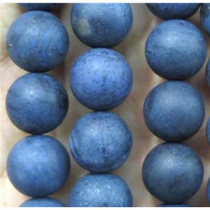 round blue Dumortierite jasper beads, matte, approx 8mm dia, 15.5 inches