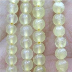 tiny Yellow Jade Beads, round, approx 3mm dia