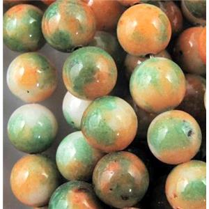 round Irisated Jade beds, orange, 6mm dia, approx 62pcs per st