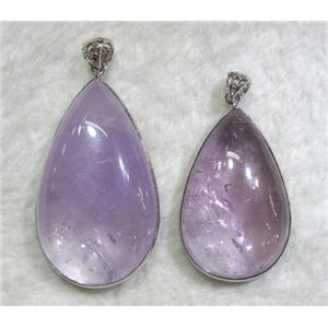 Amethyst pendant, mixed gemstone teardrop, approx 25-40mm