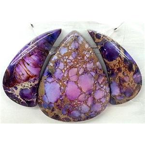 Purple Imperial Jasper Teardrop Pendant, approx 17-42mm