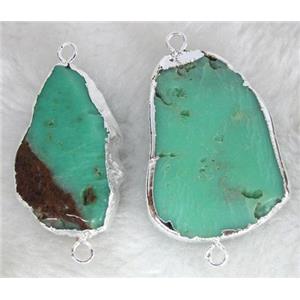 Australian chrysoprase linker, silver, approx 20-35mm