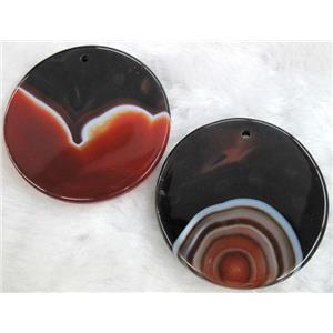 agate peadant, flat-round, approx 54mm dia