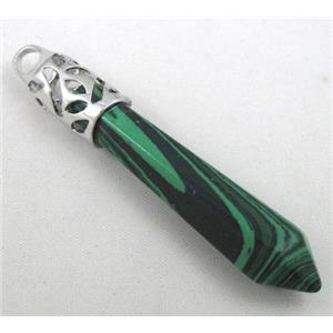 malachite pendant, stick, point, approx 10x65mm