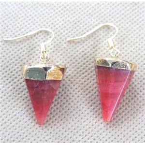 agate earring, diamond, pink, approx 16x22mm