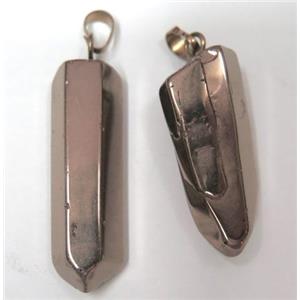 clear quartz pendant, stick, coffee electroplated, approx 20-45mm