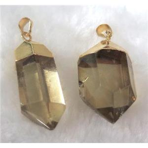 golden smoky quartz pendant, point, approx 10-35mm