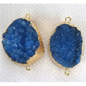 blue druzy quartz connector, freeform, approx 20-30mm