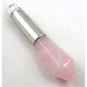 Rose Quartz bullet pendant, approx 14x55mm