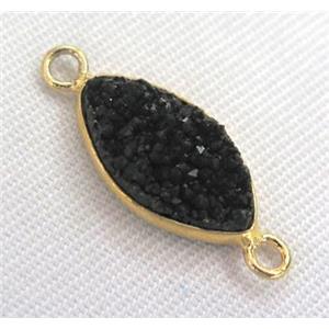 black druzy quartz connector, oval, approx 10-17mm