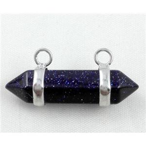 Blue SandStone pendant with 2-holes, bullet, approx 10-30mm