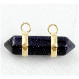 Blue SandStone pendant with 2-holes, bullet, approx 10-30mm