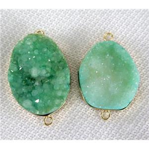 green quartz druzy connector, freeform, approx 18-30mm