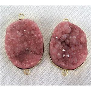 red druzy quartz connector, freeform, approx 18-30mm