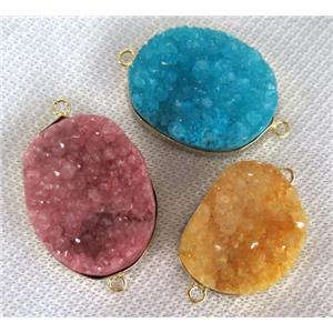 druzy quartz connector, freeform, mixed color, approx 18-30mm