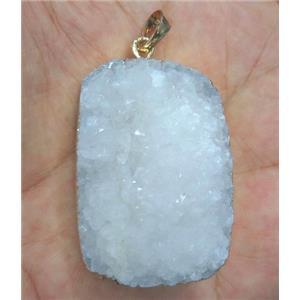 white druzy quartz pendant, freeform, gold plated, approx 20-50mm