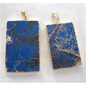 Sea Sediment Jasper pendant, rectangle, blue, approx 20-50mm