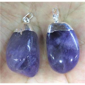 Amethyst pendant, freeform, approx 15-30mm