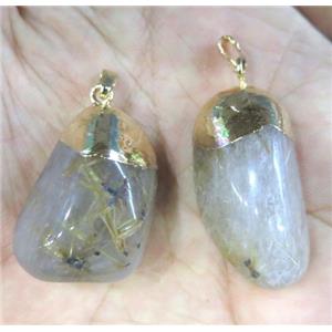 Rutilated Quartz pendant, freeform, approx 15-30mm