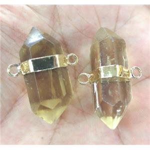 golden smoky quartz bullet connector, double point, approx 20-30mm