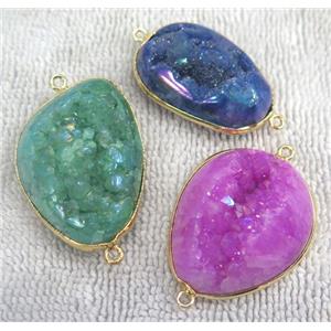 quartz druzy connector, freeform, mixed color, approx 15-35mm