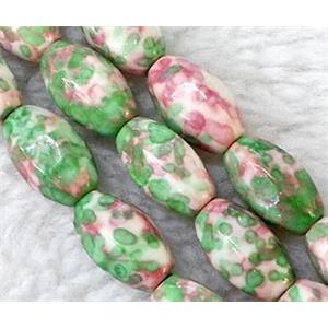 Rain colored stone bead, stability, 8x14mm, approx 28pcs per st