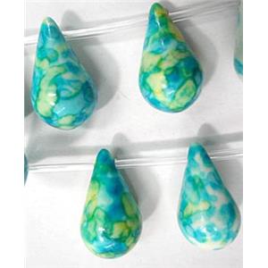 rainforest beads, aqua, stability, teardrop, 11x21mm, approx 19pcs per st