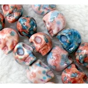 rainforest Stone Skull Beads, stability, approx 10x12mm, 33pcs per st