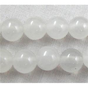 New Jade, White, Round, 6mm dia, approx 67pcs per st.