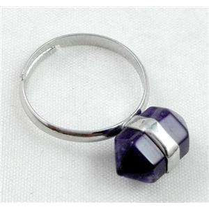 Amethyst Ring, bullet, approx 10-16mm