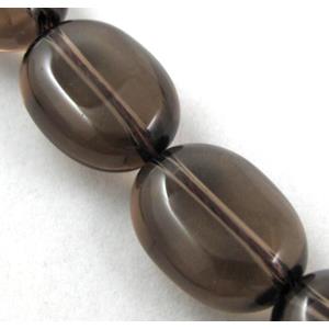 Smoky Quartz beads, flat rice bead, 12x16mm, approx 25pcs per st, grade A