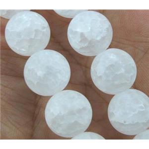 crackle Clear Quartz Beads, matte, round, approx 10mm dia, 38pcs per st