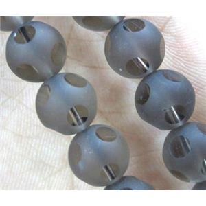 natural smoky quartz bead, matte, faceted round, approx 10mm dia, 38pcs per st