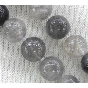 round Natural Cloudy Quartz Beads, grey, AA-grade, 14mm dia, approx 28pcs per st