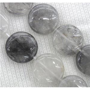 Natural Cloudy Quartz Beads Gray Coin, approx 12mm dia