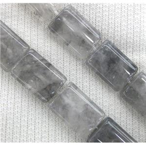 natural Cloudy Quartz bead, grey, rectangle, approx 10x15mm