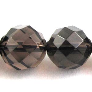 Smoky Quartz bead, faceted, round, 12mm dia, approx 34pcs per st, grade A