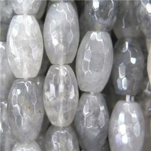 natural cloudy quartz beads, faceted barrel, approx 10x16mm