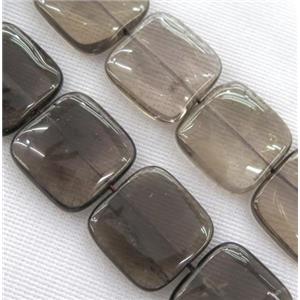 smoky quartz beads, square, approx 25x25mm