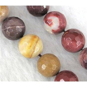 Mookaite jasper Bead, faceted round, 14mm dia, 28pcs per st