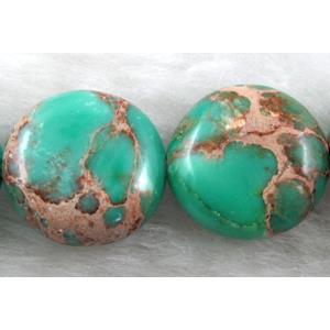 green Sea Sediment Jasper, flat round, 16mm dia, 25pcs per st