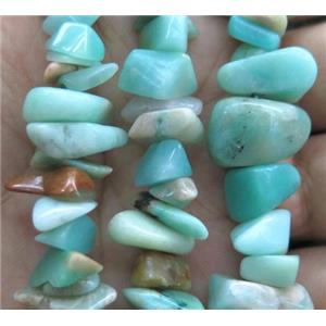 Amozonite chip beads, freeform, green, approx 6-14mm