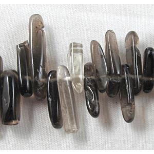 Smoky Quartz beads, freeform chips, 2-5mm wide, 10-25mm length 16 inch length