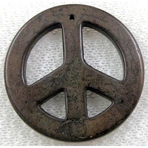 Turquoise Peace sign, pendant, dye, 34mm dia