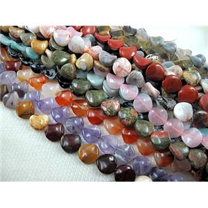 Natural Twist Coin Gemstone bead,mix color, 16mm dia, 25pcs per st